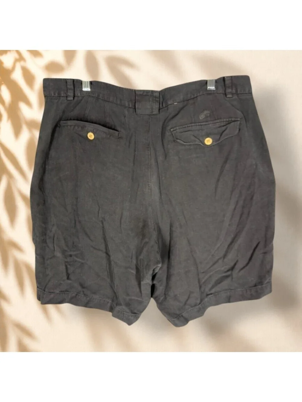 Caribbean Shorts Men 38 Black Mid Rise Silk Chino Pockets Stretch Regular Fit